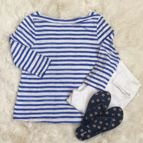 LOFT Tops - Loft Boat Neck Tee 💗 Blue & White